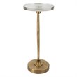 Uttermost Waveney Iron Metal and Crystal Drink Table in Antique Brass/Bronze