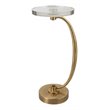 Uttermost Waveney Iron Metal and Crystal Drink Table in Antique Brass/Bronze