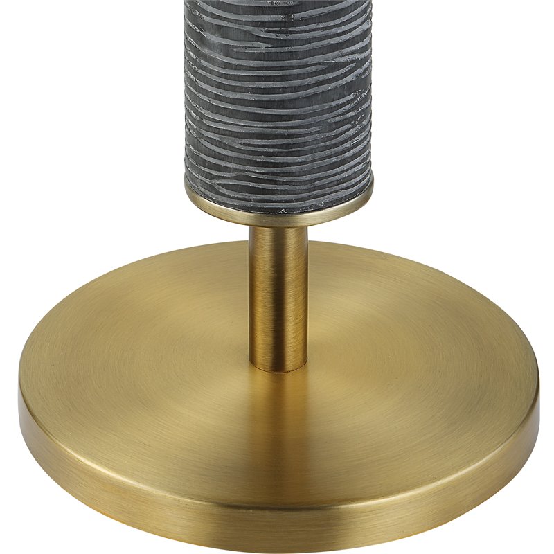 Uttermost Summit Contemporary Resin & Iron Floor Lamp in Gray-black/Brass