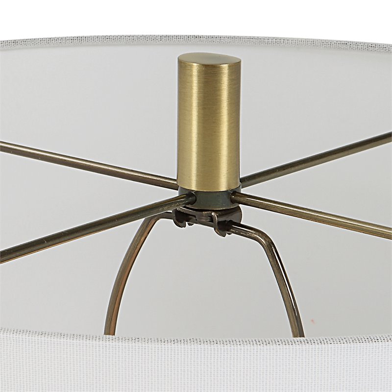 Uttermost Summit Contemporary Resin & Iron Floor Lamp in Gray-black/Brass