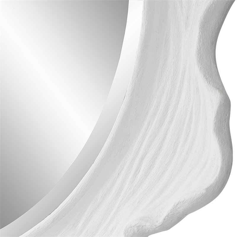 Uttermost Sea Coral Round Coastal Resin Glass and MDF Mirror in White