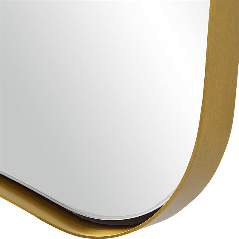 Uttermost Belvoir Stainless Steel and Glass Mirror in Antique Brass