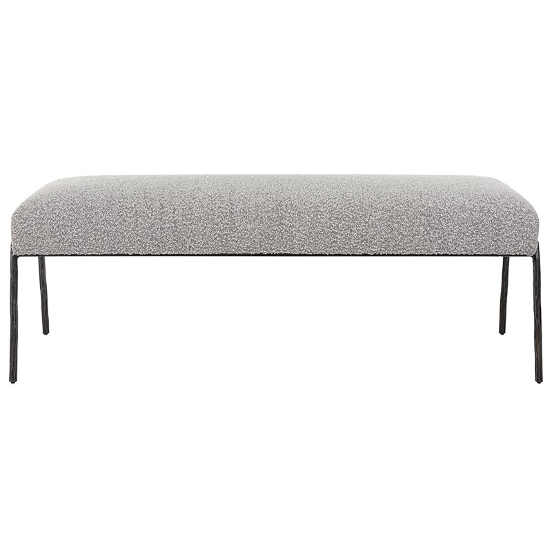 Uttermost Jacobsen Contemporary Fabric and Iron Bench in Warm Gray/Aged Black