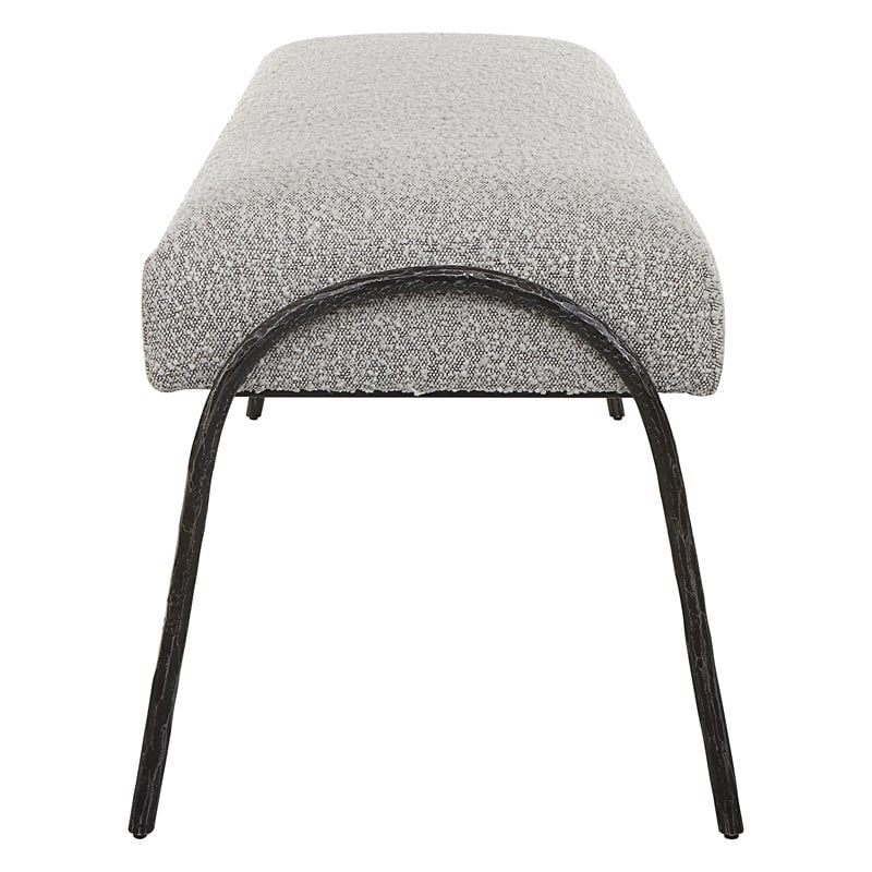 Uttermost Jacobsen Contemporary Fabric and Iron Bench in Warm Gray/Aged Black