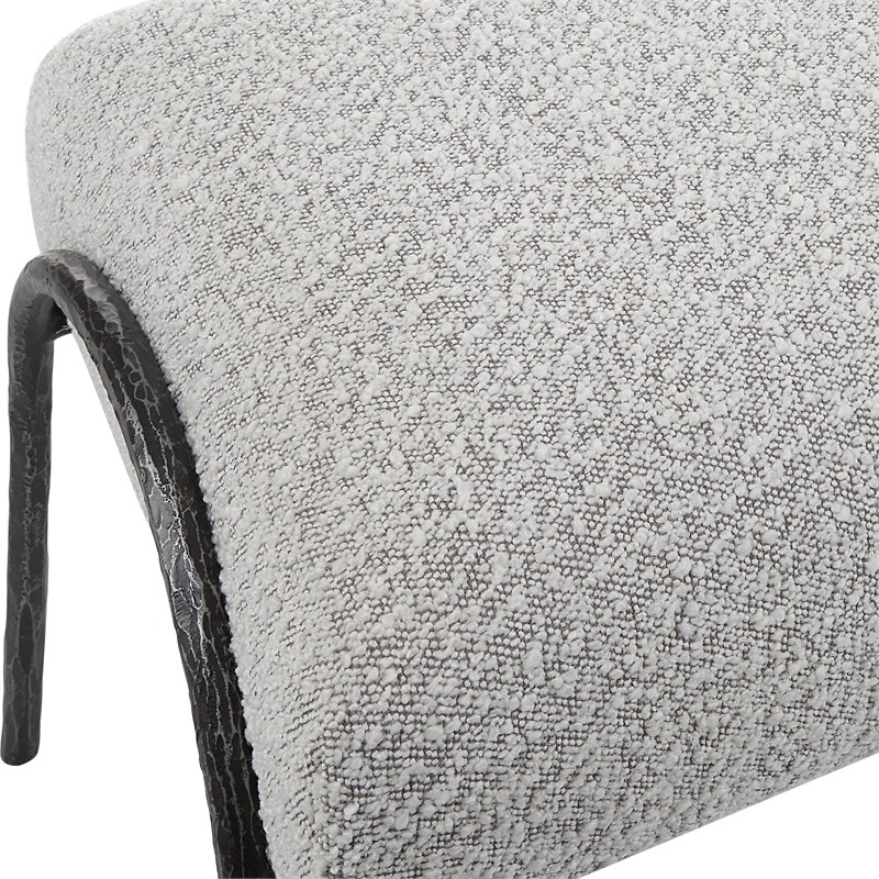 Uttermost Jacobsen Contemporary Fabric and Iron Bench in Warm Gray/Aged Black