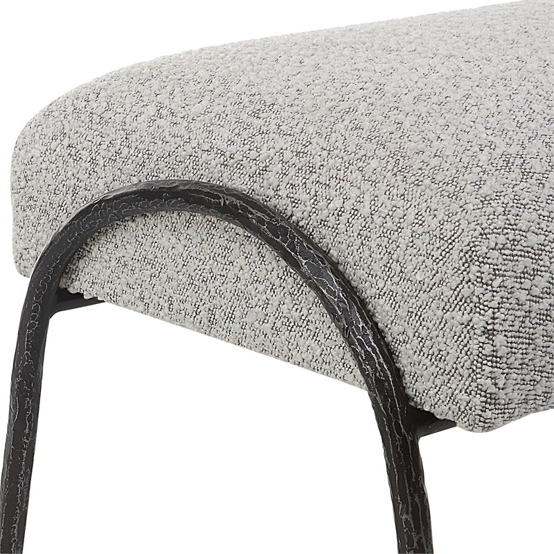 Uttermost Jacobsen Contemporary Fabric and Iron Bench in Warm Gray/Aged Black