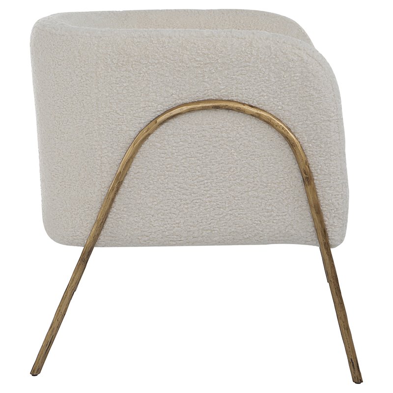 Uttermost Jacobsen Fabric and Iron Shearling Accent Chair in Off White