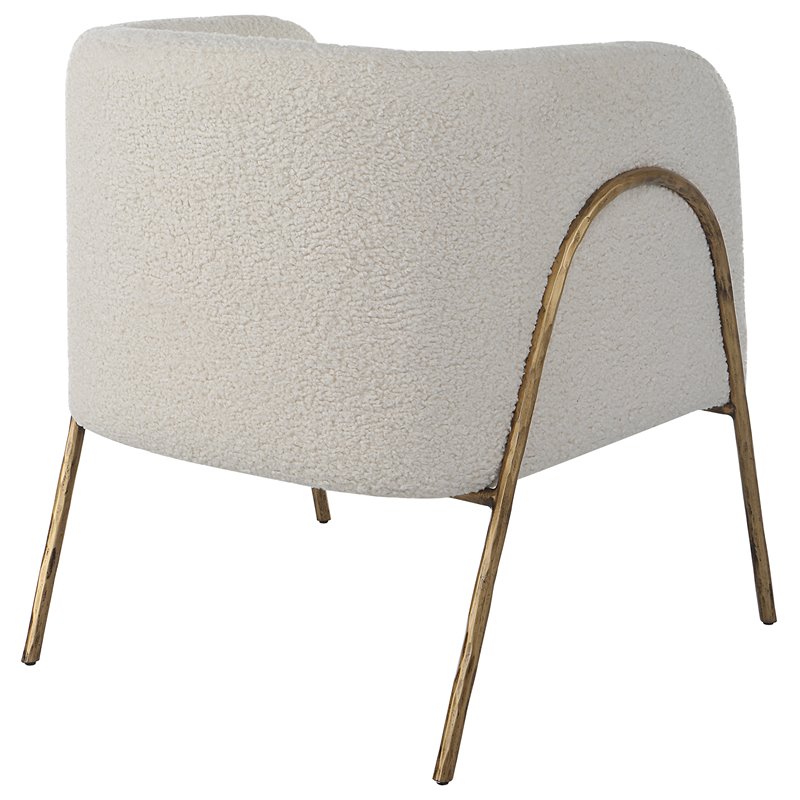 Uttermost Jacobsen Fabric and Iron Shearling Accent Chair in Off White
