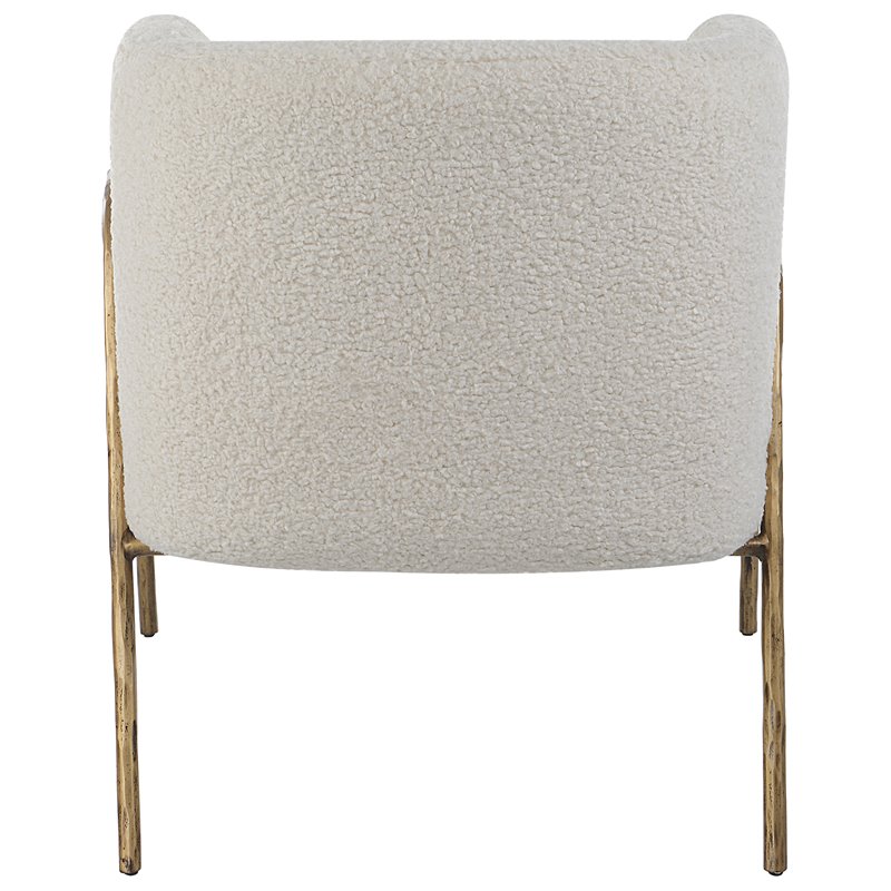 Uttermost Jacobsen Fabric and Iron Shearling Accent Chair in Off White