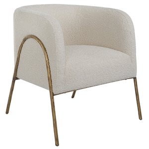 Uttermost Jacobsen Fabric and Iron Shearling Accent Chair in Off White