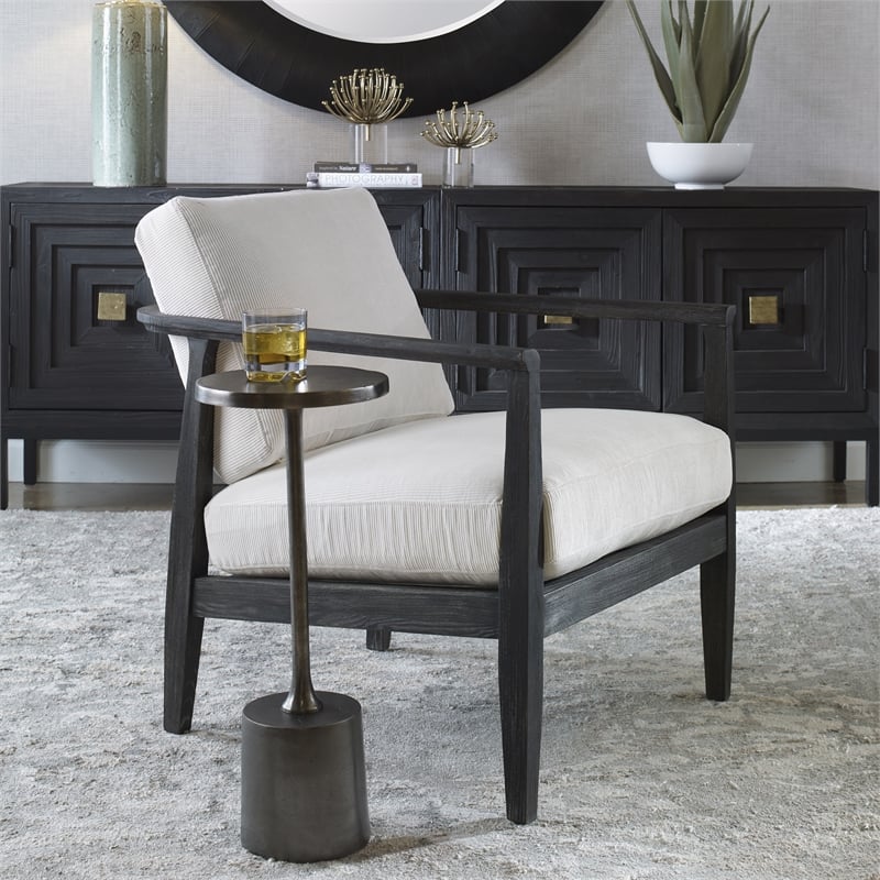 Uttermost Brunei Contemporary Fabric and Oak Wood Accent Chair in Espresso
