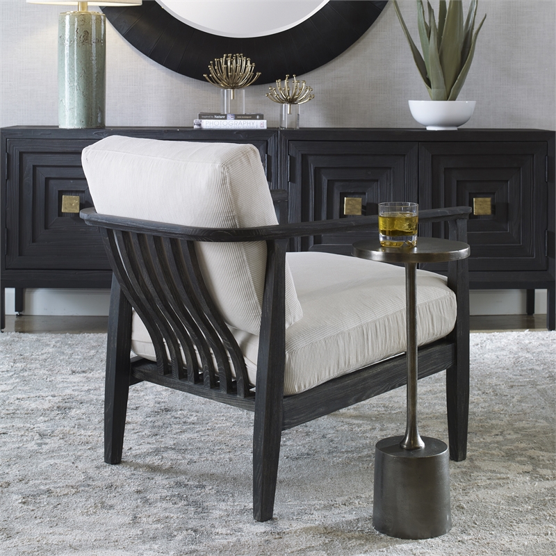 Uttermost Brunei Contemporary Fabric and Oak Wood Accent Chair in Espresso