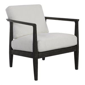 uttermost brunei contemporary fabric & oak wood accent chair in white