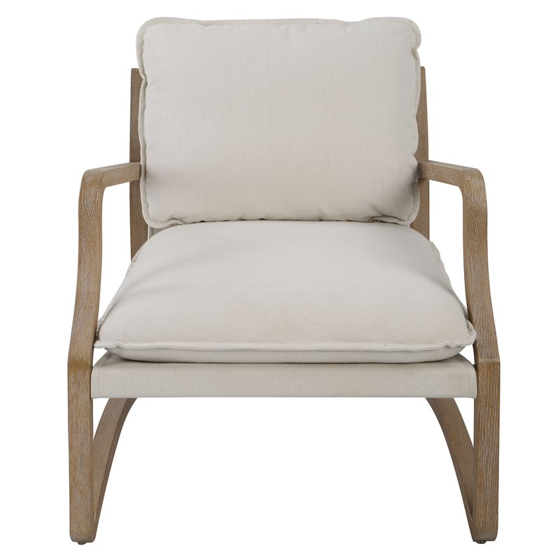 Uttermost Melora Contemporary Fabric and Solid Wood Accent Chair in Natural