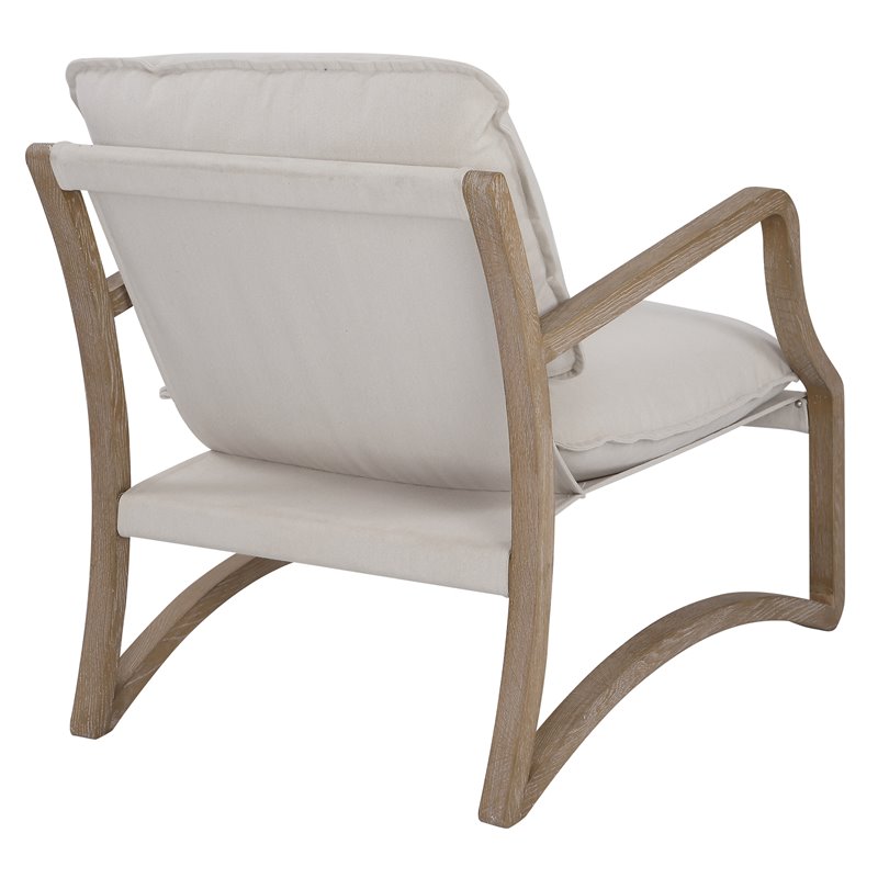 Uttermost Melora Contemporary Fabric and Solid Wood Accent Chair in Natural
