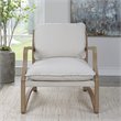 Uttermost Melora Contemporary Fabric and Solid Wood Accent Chair in Natural