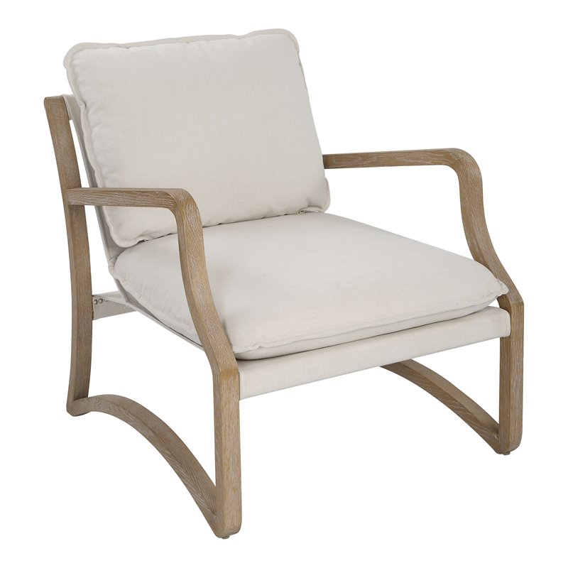 Uttermost Melora Contemporary Fabric and Solid Wood Accent Chair in Natural
