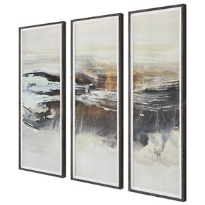 Uttermost Graphite 63x23&quot Horizon Wood Framed Print in Multi-Color (Set of 3)