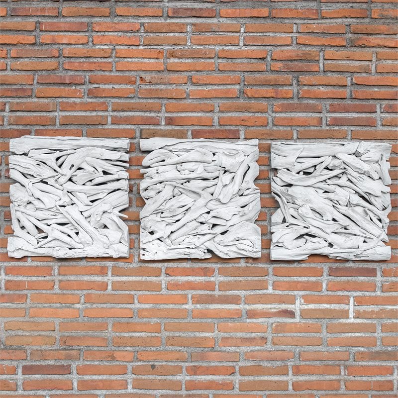 Uttermost Rio Coastal Teak Wood Wall Decor in White Washed Finish