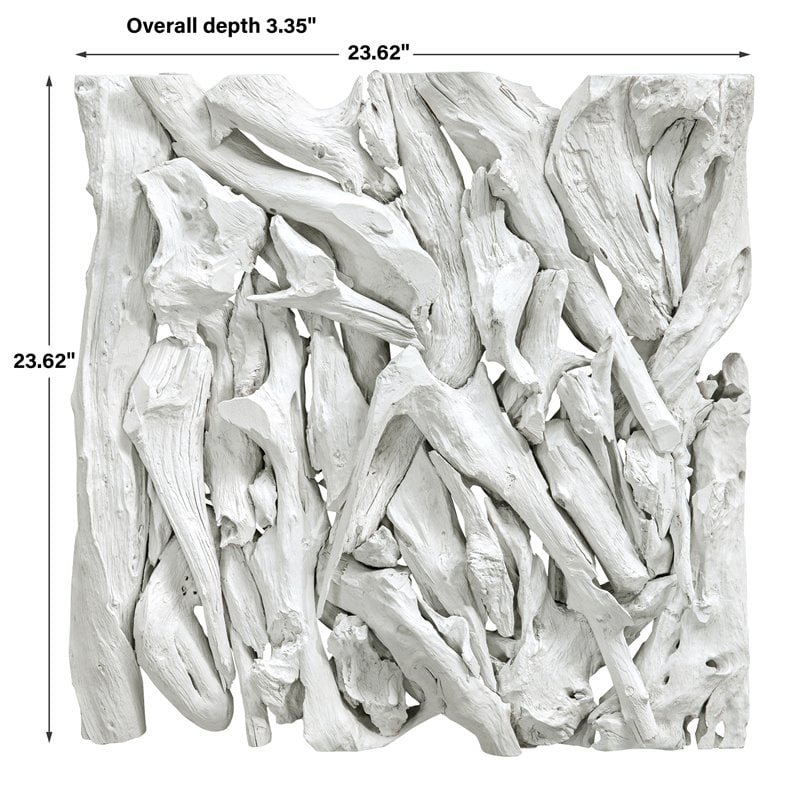 Uttermost Rio Coastal Teak Wood Wall Decor in White Washed Finish