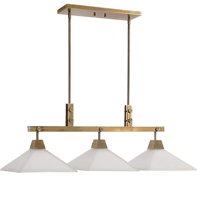 Uttermost Brookdale 3-Light Farmhouse Steel Metal Linear Chandelier in Brass