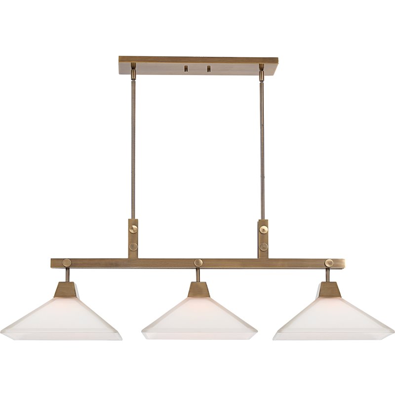 Uttermost Brookdale 3-Light Farmhouse Steel Metal Linear Chandelier in Brass