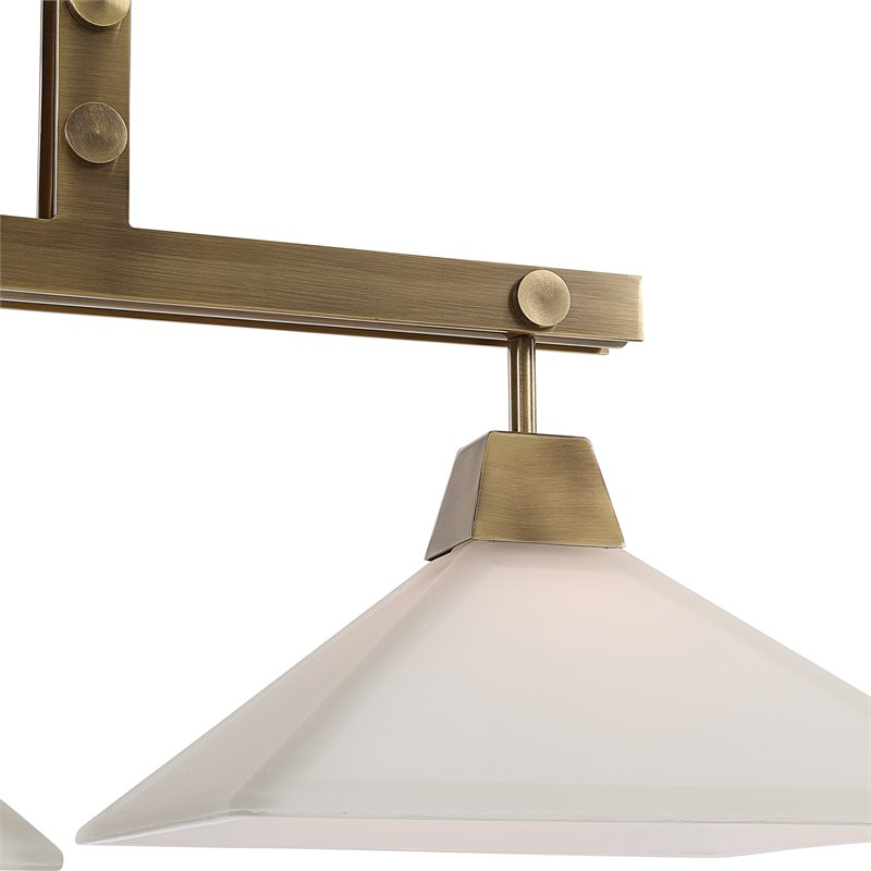 Uttermost Brookdale 3-Light Farmhouse Steel Metal Linear Chandelier in Brass
