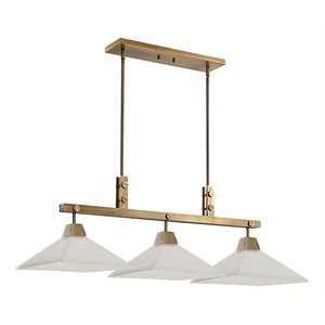 Uttermost Brookdale 3-Light Farmhouse Steel Metal Linear Chandelier in Brass