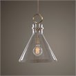 Uttermost Imbuto 1-Light Glass/Steel Metal Funnel Pendant in Aged Brass