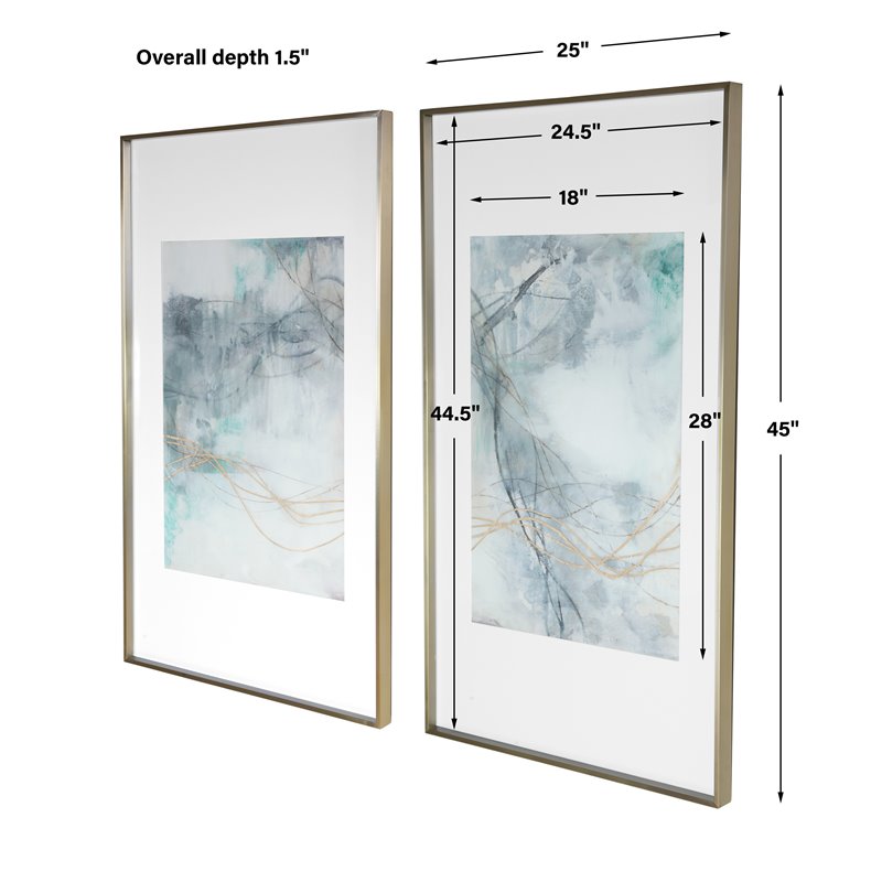 Uttermost Undulating Oro Abstract Aluminum Prints in Blue/Ivory (Set of 2)