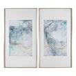 Uttermost Undulating Oro Abstract Aluminum Prints in Blue/Ivory (Set of 2)