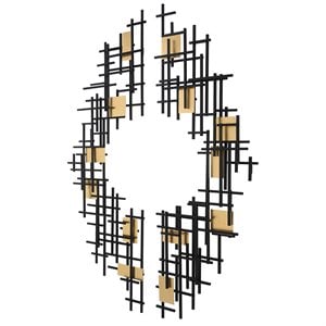 Uttermost Reflection Iron Metal Grid Wall Decor in Matte Black (Set of 2)