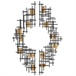 Uttermost Reflection Iron Metal Grid Wall Decor in Matte Black (Set of 2)