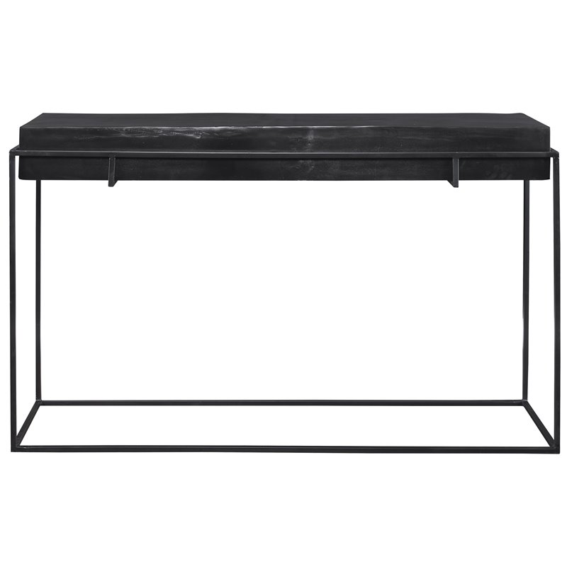 Uttermost Telone Iron Metal and Aluminum Console Table in Antique Black