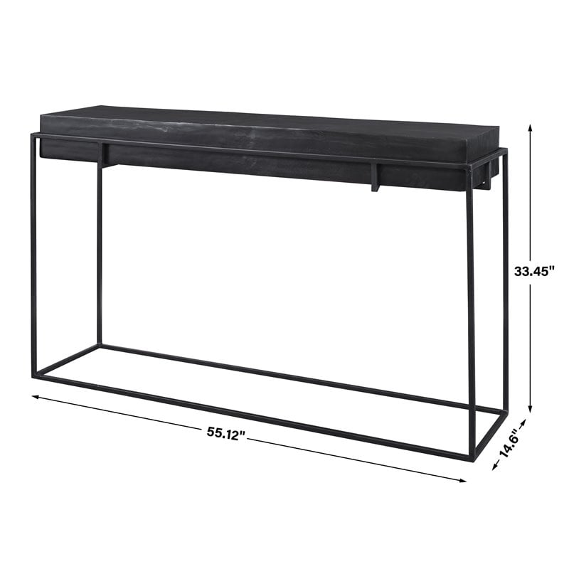 Uttermost Telone Iron Metal and Aluminum Console Table in Antique Black