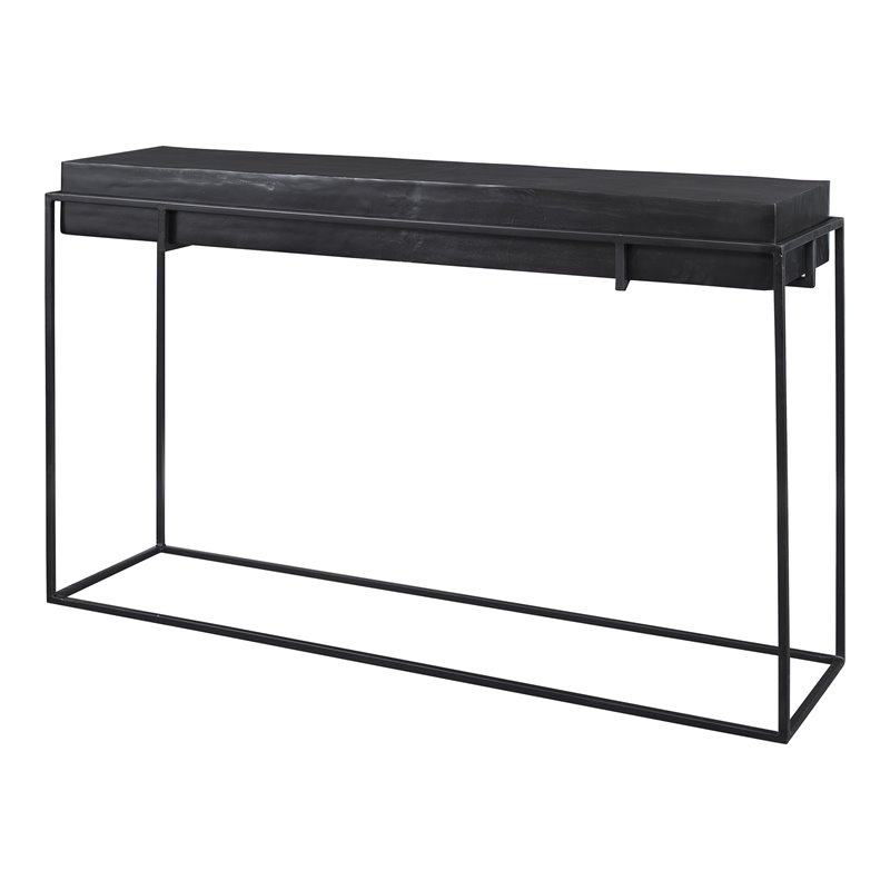 Uttermost Telone Iron Metal and Aluminum Console Table in Antique Black