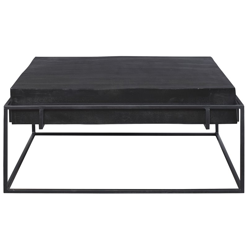 Uttermost Telone Iron Metal and Aluminum Coffee Table in Antique Black