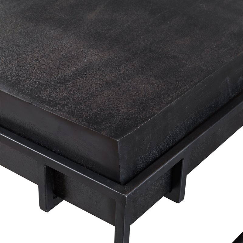 Uttermost Telone Iron Metal and Aluminum Coffee Table in Antique Black