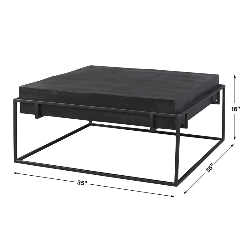 Uttermost Telone Iron Metal and Aluminum Coffee Table in Antique Black