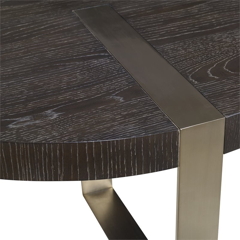 Uttermost Converge Round MDF Wood and Metal Coffee Table in Pewter