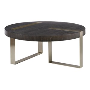 Uttermost Converge Round MDF Wood and Metal Coffee Table in Pewter