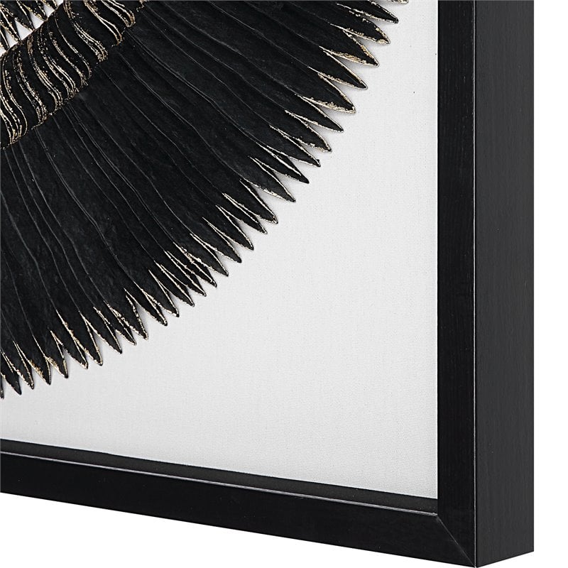 Uttermost Sandara Glass and Paper Pine Shadow Box in Black/Gold