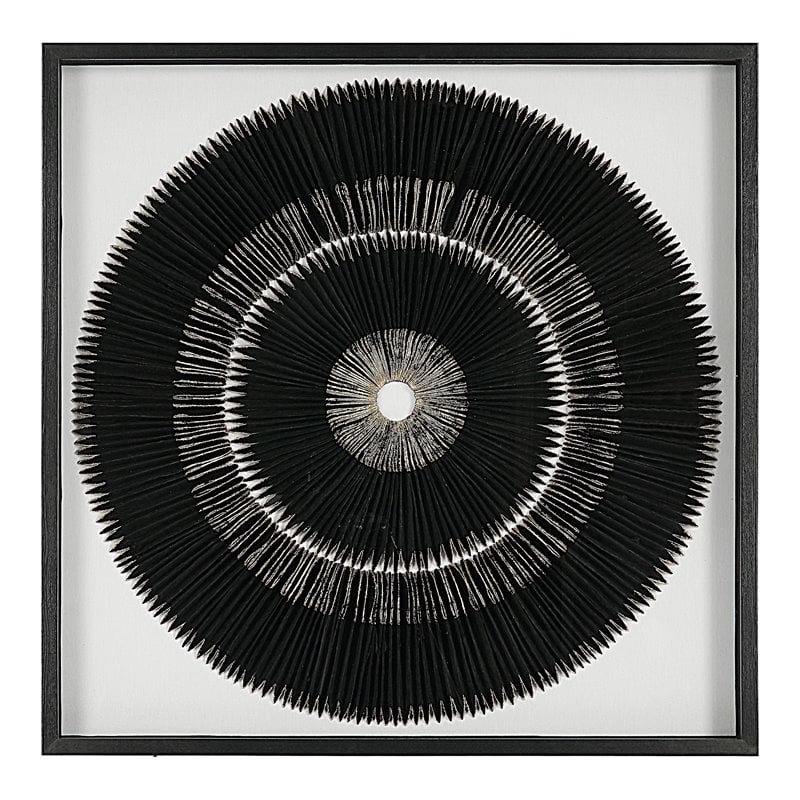 Uttermost Sandara Glass and Paper Pine Shadow Box in Black/Gold