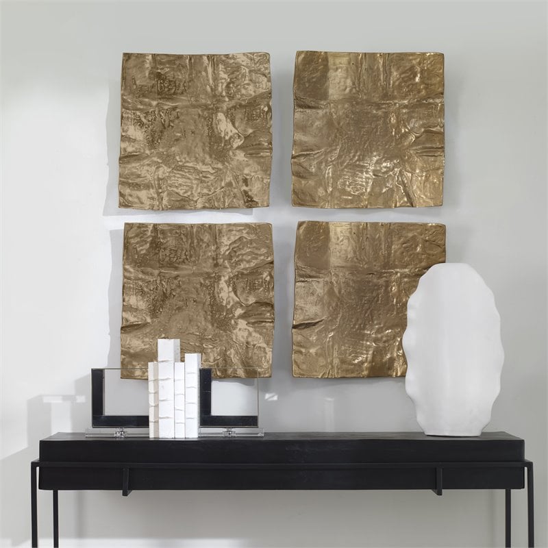 Uttermost Archive Organic Shape Contemporary Aluminum Wall Decor in Brass