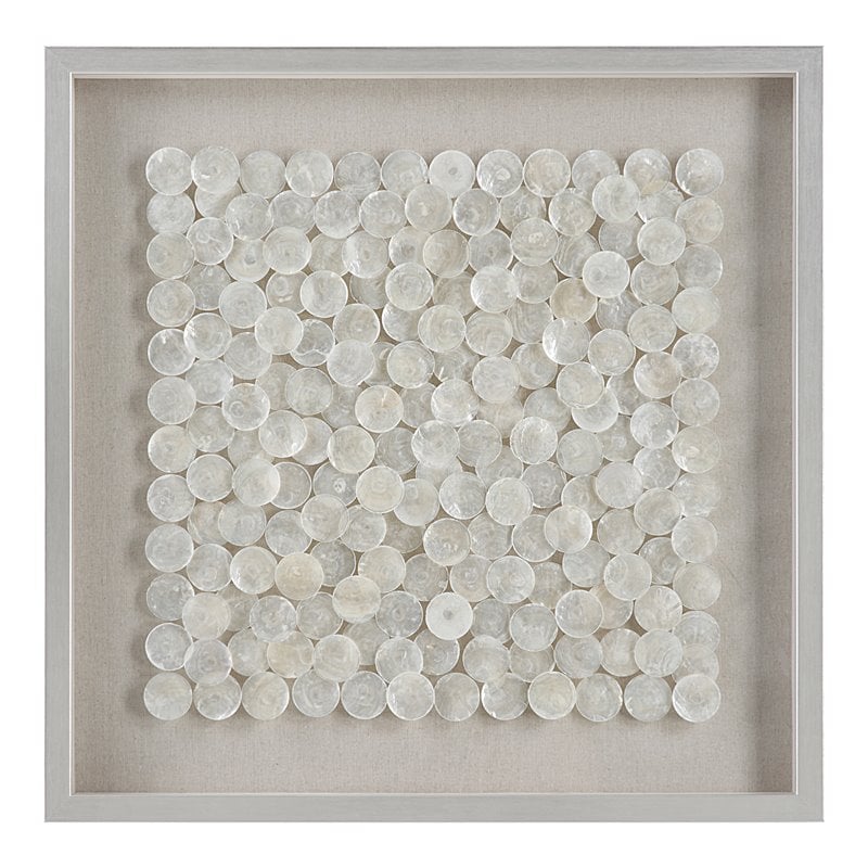 Uttermost Roxas Capiz Shell Wood and glass Shadow Box in Brushed Silver