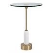 Uttermost Portsmouth Round Iron Metal and Marble Accent Table in Brass