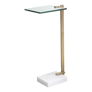 Uttermost Butler Stainless Steel and Marble Accent Table in Brass