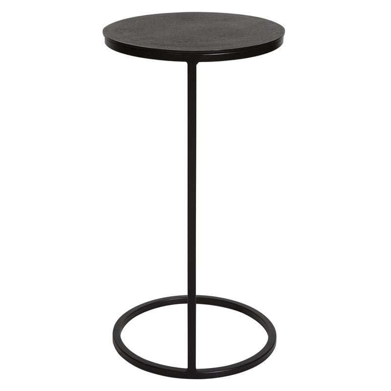 Uttermost Brunei Round Iron Metal and Aluminum Accent Table in Aged Black