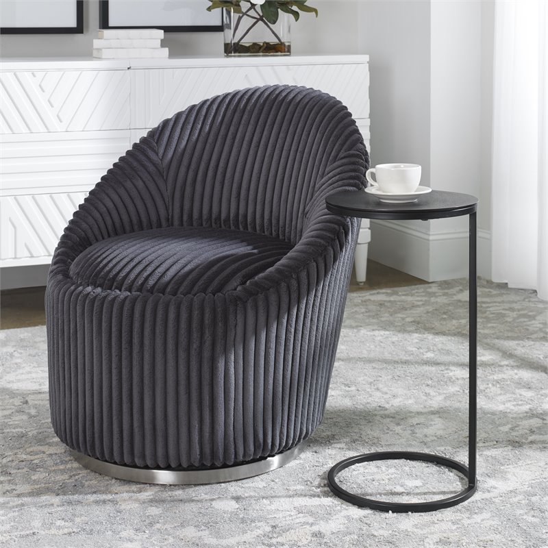 Uttermost Brunei Round Iron Metal and Aluminum Accent Table in Aged Black