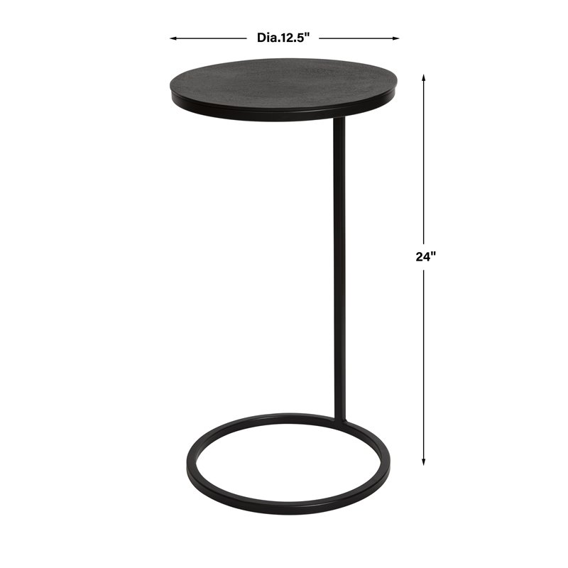 Uttermost Brunei Round Iron Metal and Aluminum Accent Table in Aged Black